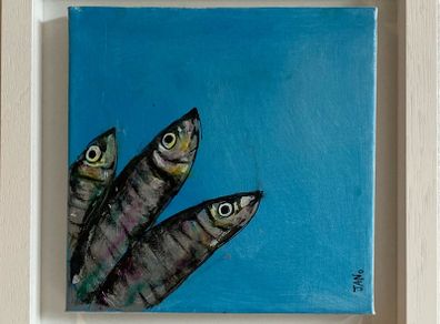Framed Original Fish Painting Swim Art Contemporary Art Painting  Original Gift
