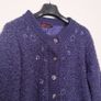 Sarah Dunnway Purple Sequin Embellished Floral Knit Boucle Cardigan Size M Image 8