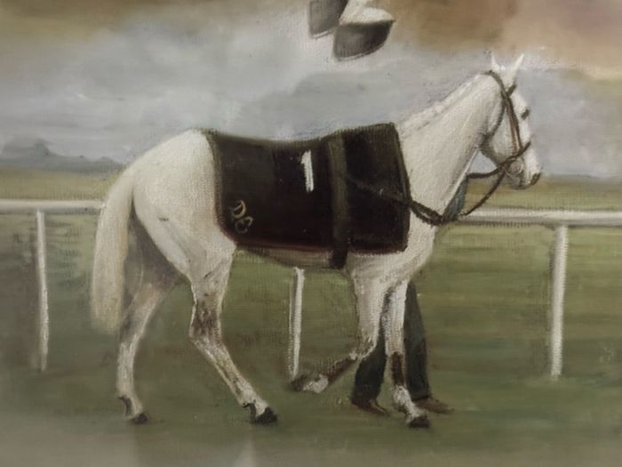 Des Snee Signed Limited Edition Print - "White Tornado" (Desert Orchid, 1989) - 73 x 65 cm