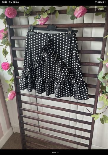 skirt Bnwt misguided black polka dot skirt size 12