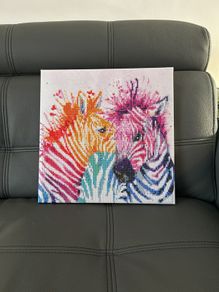 Zebra diamond picture on canvas
