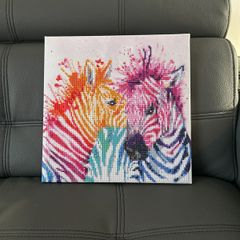 Zebra diamond picture on canvas