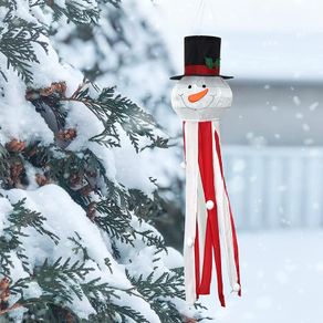 Christmas Windsock 3D Snowman Flag for Christmas Decorations Durable Hanging Windsock Waterproof with Adjustable Hook for Winter, Hanukkah, Christmas, Indoor Outdoor Garden Party, 51 Inch