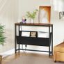 Console Table with Power Outlet and Pouch, Narrow Behind Sofa Table 100 cm Slim Console Table with Charging Station and Adjustable Oxford Pouch, Hallway Table for Entryway, Living Room, Bedroom Image 2