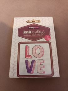 valentines LOVE mini Cross stitch kit