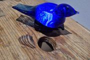 Cobalt Blue Glass Bird Paperweight