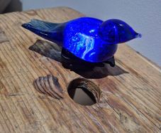 Cobalt Blue Glass Bird Paperweight