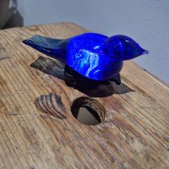 Cobalt Blue Glass Bird Paperweight