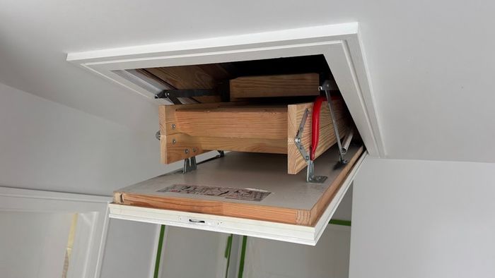 Used Fakro Loft Ladder/Attic Stairs 55x120 LTK Energy Saver 280cm Floor To Ceiling, 66mm Insulated Hatch