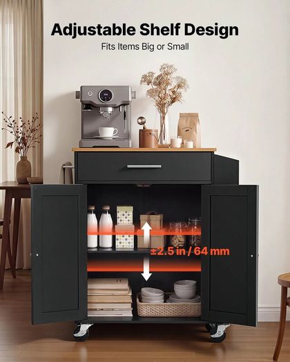 Kitchen Island Cart with Storage Mobile Rolling Storage Island on Swivel Wheels, with Drawer, Storage Cabinet