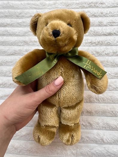 Harrods Knightsbridge Bear Green Bow Plush approx. 27 cm. Used Please see photos