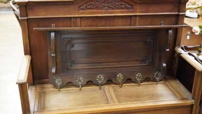 Antique French Oak Wall Coat Rack
