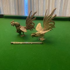 Vintage Silver Plated Brass Cockerel Ornaments Pair