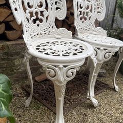 white cast iron garden chairs