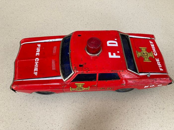 Vintage Tin Battery operated Fire Chief
