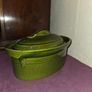 Mid Century Olive Green Ceramic Casserole Dish Image 3