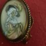 Thomas Mott Clip On Earrings Mid Century Hand Painted Georgian Lady In Hat. Image 3