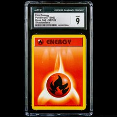Fire Energy 98/102 Shadowless CGC 9 Mint Common WOTC Base Set 1999 Pokemon Card Vintage