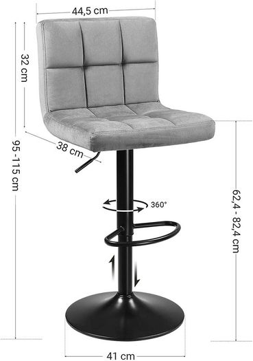 _2-Pack Bar Stools with Velvet Surface