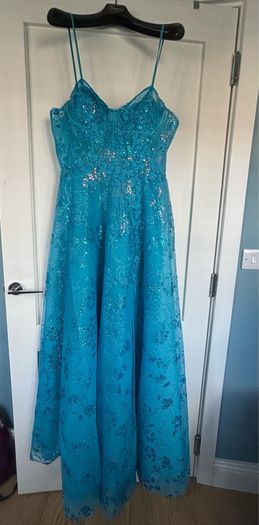 Stunning Blue Debs Dress (strapless or with straps) with sparkle)
