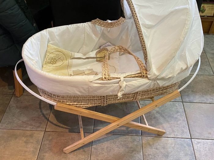 Moses basket and stand for sale including original covers