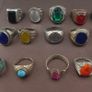 Antique Brass Rings Lot of 15 Mixed Gemstone & Glass Collectible Rings Image 3