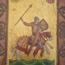 Vintage painting on the skin of a medieval knight Image 6