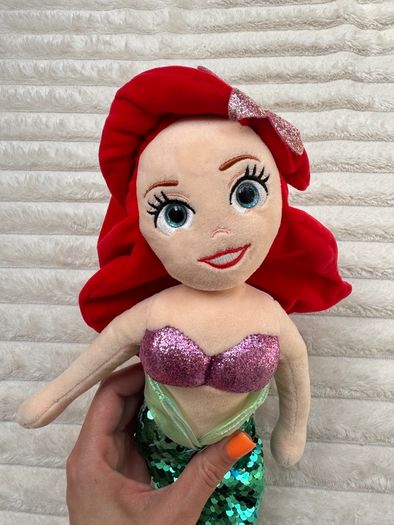 TY Sparkle Disney Ariel the Little Mermaid aprox. 40 cm.  Plush Princess Beanie Sequins Used Damaged Please see photos