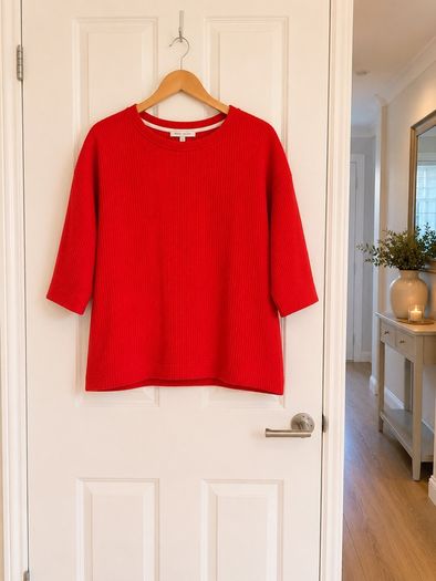 Rose + Olive Red Textured Knit Top - Size M