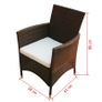 7 Piece Outdoor Dining Set with Cushions Poly Rattan Brown Image 2