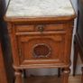 Pair of Antique French Oak Marble-Top Bedside Cabinets Image 2