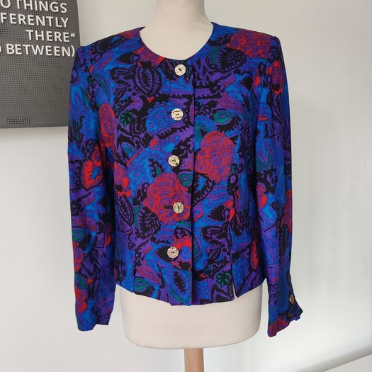 VINTAGE 1990s 1980s wool floral jacket blazer by Jimmy Hourihan Made in Ireland