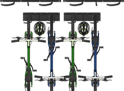 NEW SALE | Bike Wall Rack for 4 Bicycles + 2 Helmets,Bike Storage Wall Mount Hanger,Adjustable for Garage or Home, Vertical Cycling Hanger, Holder for Road Bicycles