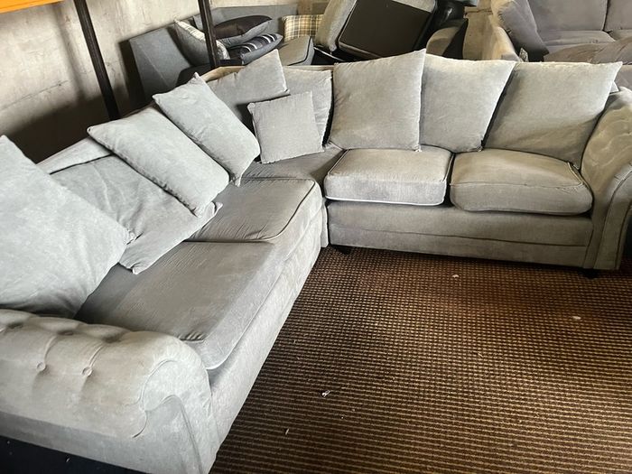 Grey corner sofa L shaped couch set furniture