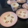 Beautiful pink and floral Royal Tara cups and saucers and plates Image 5