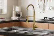 Gold Kitchen Mixer Tap with Pull-Out Spray, 2-Function Spring Faucet, 360 Swivel High-Arc Design, Hot &amp; Cold Water