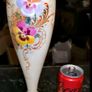Large Art Noveau tall glass and enamel vase Image 2