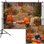 Allenjoy 7 x 5ft photo studio background, Autumn pumpkin, wood wall, hay barn, child backdrop Image 2