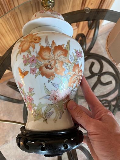 Ceramic lamp 65 euro. Brass with glass shade 95 euro . Chinese style 50 euro .