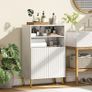 Modern Bathroom Cabinet with 2 Open Shelves and Cupboard with Soft-Closing Doors, 60x31.8x93 cm, White Image 4