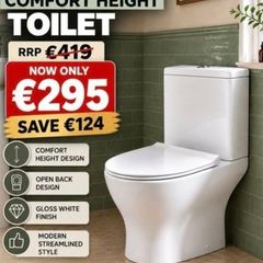 Freya open back comfort height WC soft close seat
