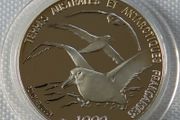 France 5 Francs 1992, Dumont d Urville Antarctic Explorer Albatross Silver Proof