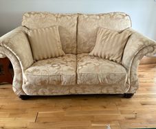 Two Seater Gold Silk Couch - has matching armchair