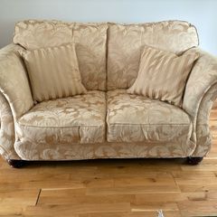 Two Seater Gold Silk Couch - has matching armchair