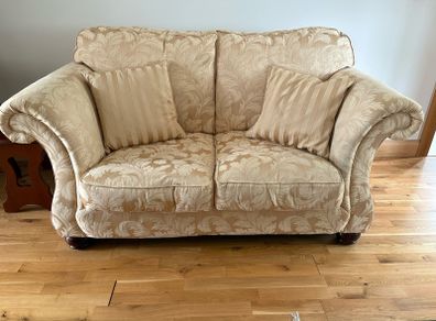 Two Seater Gold Silk Couch - has matching armchair