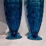 A pair of blue/deep turquoise glass vases Image 5
