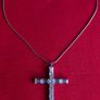 Vintage Large Diamond Style Bling Choker Necklace, Silver Crystal Crucifix Cross Image 2