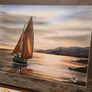 Original Painting , Watercolour by Helen Mulkerns (1996) - Galway Hooker at Sunset Image 2