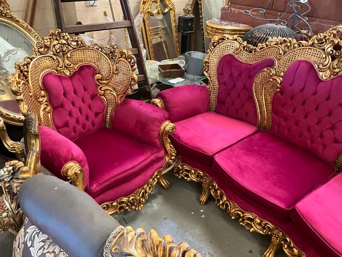 Old 3 piece gold salon set that has been restored