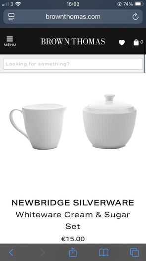 Newbridge silverware Whiteware Cream & Sugar set